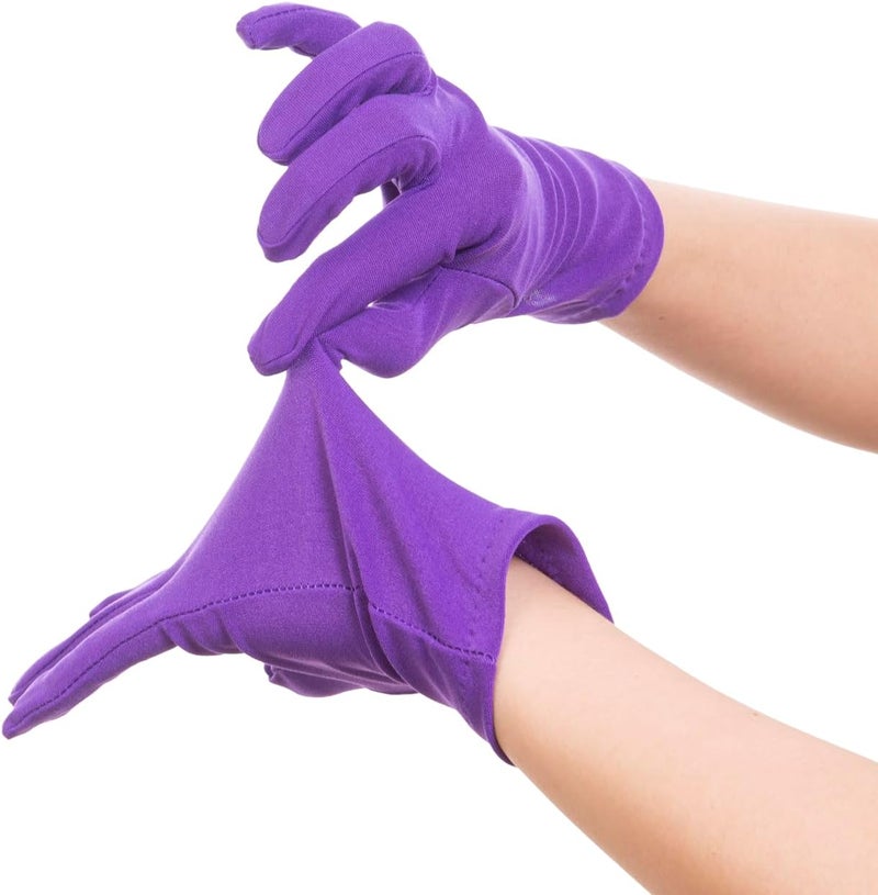 Vonokee Adult Spandex Gloves,Short Stretchy Opera Gloves for Halloween Party Costume 1920s Flapper Accessories - Image 4